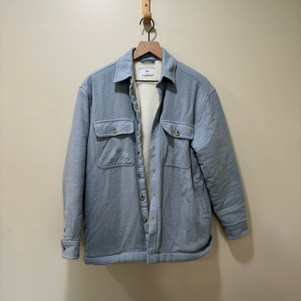 TNA Light Blue Fleece Sherpa Lined Shacket sz 1 (XS)